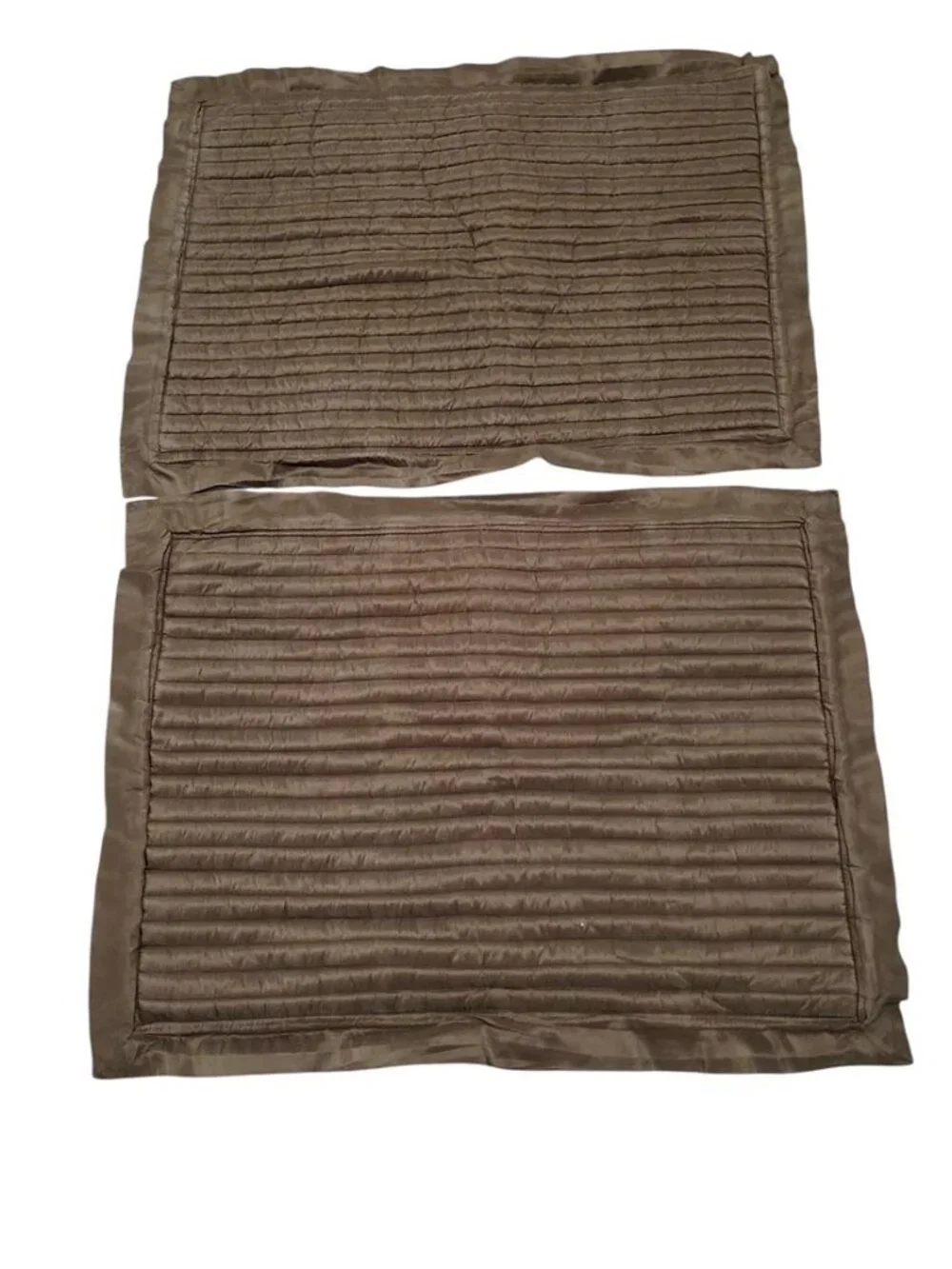 Restoration Hardware Lot of 2 Channeled Silk Standard Shams 20x28 Bedding Brown